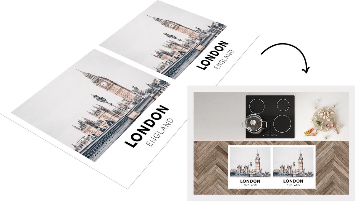 KitchenYeah Keukenloper - Loper keuken - Engeland - Londen - Big Ben - 120x60 cm - Keukenloper vinyl Multicolor