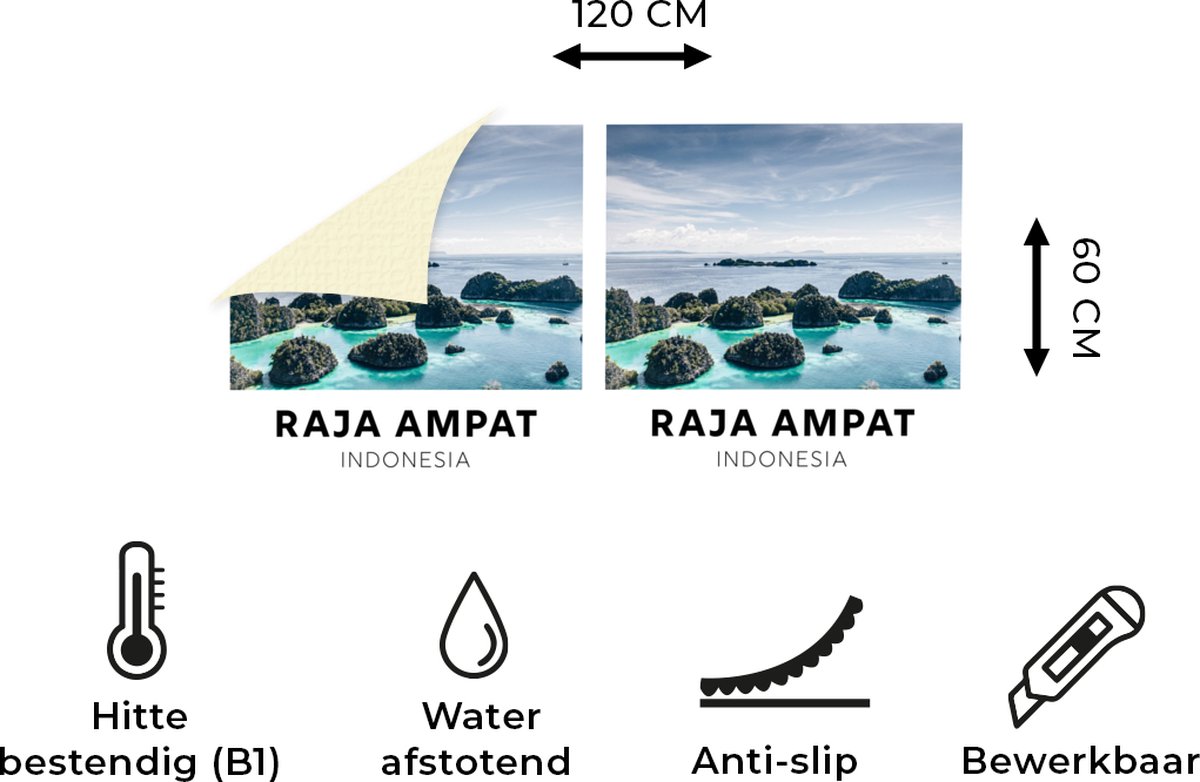 KitchenYeah Keukenloper - Loper keuken - Indonesië - Water - Eiland - 120x60 cm - Keukenloper vinyl Multicolor