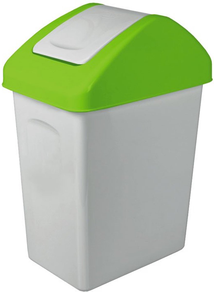 BranQ - Afvalbak 25L met zwenkbaar deksel - Groen- Afval Recycling ECO