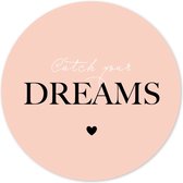 Muurcirkel - wandcirkel - tekst - catch your dreams - ⌀ 25 cm - wanddecoratie - ronde schilderijen - roze - wallcircle - Coszy