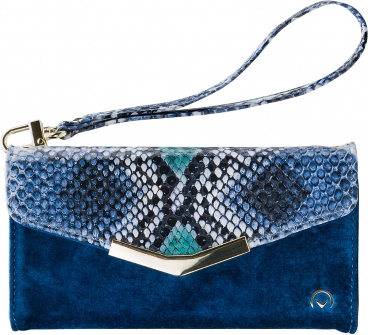 Mobilize Telefoonhoesje geschikt voor Apple iPhone X Hoesje | Mobilize Gelly Velvet Uitneembare 2in1 Clutch | Pasjeshouder voor 3 Pasjes | Telefoonhoesje voor Pinpas / OV Kaart / Rijbewijs - Royal Blue Snake | Blauw
