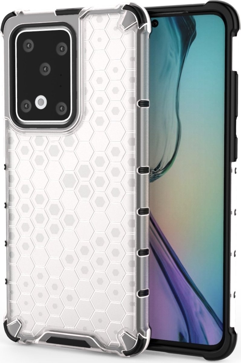 Mobigear Hoesje geschikt voor Huawei P40 Telefoonhoesje Hardcase | Mobigear Honeycomb Backcover Shockproof | Schokbestendig P40 Telefoonhoesje | Anti Shock Proof - Wit