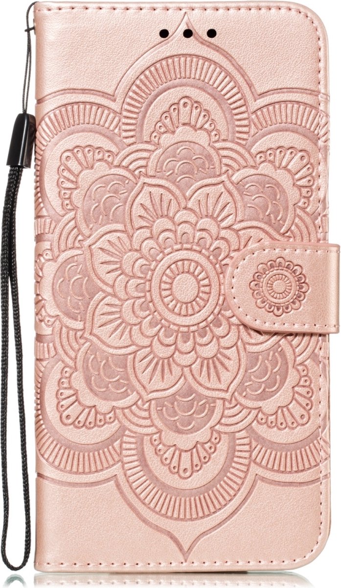Mobigear Telefoonhoesje geschikt voor Apple iPhone 11 Pro Max Hoesje | Mobigear Mandala Bookcase Portemonnee | Pasjeshouder voor 3 Pasjes | Telefoonhoesje voor Pinpas / OV Kaart / Rijbewijs - Roségoud
