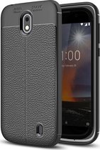 Mobigear Hoesje geschikt voor Nokia 1 Telefoonhoesje Flexibel TPU | Mobigear Luxury Backcover | 1 Case | Back Cover - Zwart