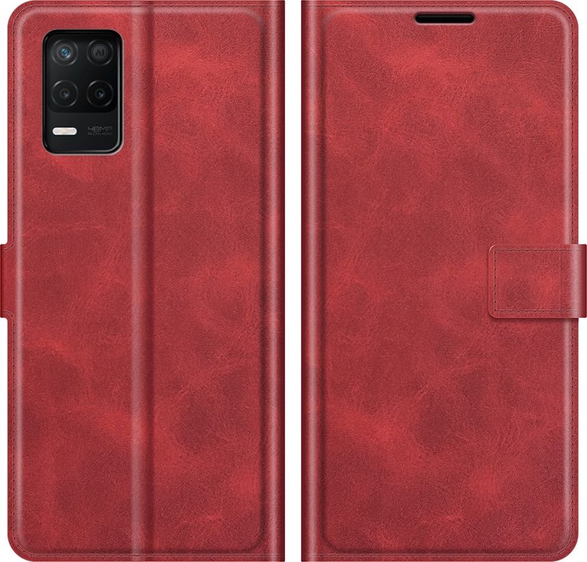 Mobigear Telefoonhoesje geschikt voor Realme 8 5G Hoesje | Mobigear Wallet Bookcase Portemonnee | Pasjeshouder voor 3 Pasjes | Telefoonhoesje voor Pinpas / OV Kaart / Rijbewijs - Rood