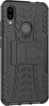 Mobigear Hoesje geschikt voor Xiaomi Redmi Note 7 Telefoonhoesje Hardcase | Mobigear Tire Backcover Shockproof met Standaard | Schokbestendig Redmi Note 7 Telefoonhoesje | Anti Shock Proof - Zwart