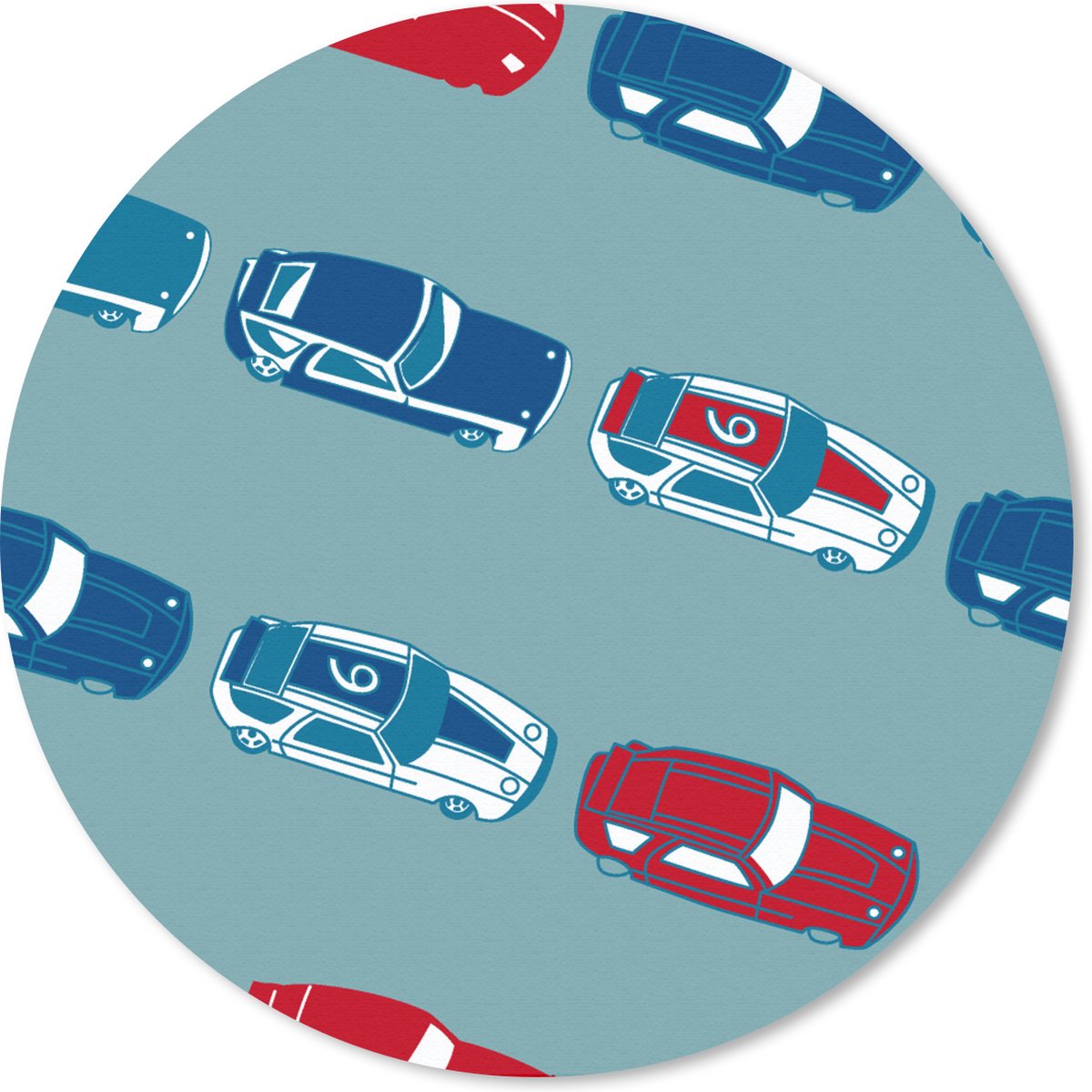 Muismat rond 50x50 cm - Mousepad Patroon - Auto - Race - Jongens - Kinderen - Kids - Kind - Ronde muismatten