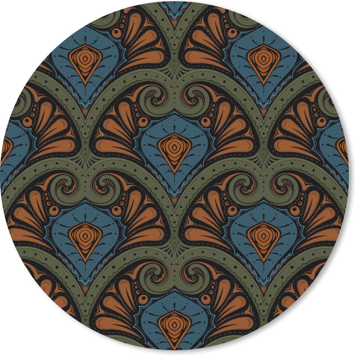 Muismat rond 40x40 cm - Mousepad Patronen - Abstract - Groen - Jaren 20 - Ronde muismatten