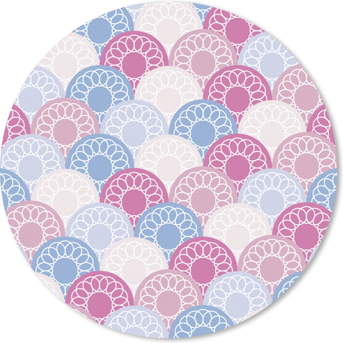 Muismat rond 20x20 cm - Mousepad Cirkel - Patroon - Roze - Ronde muismatten