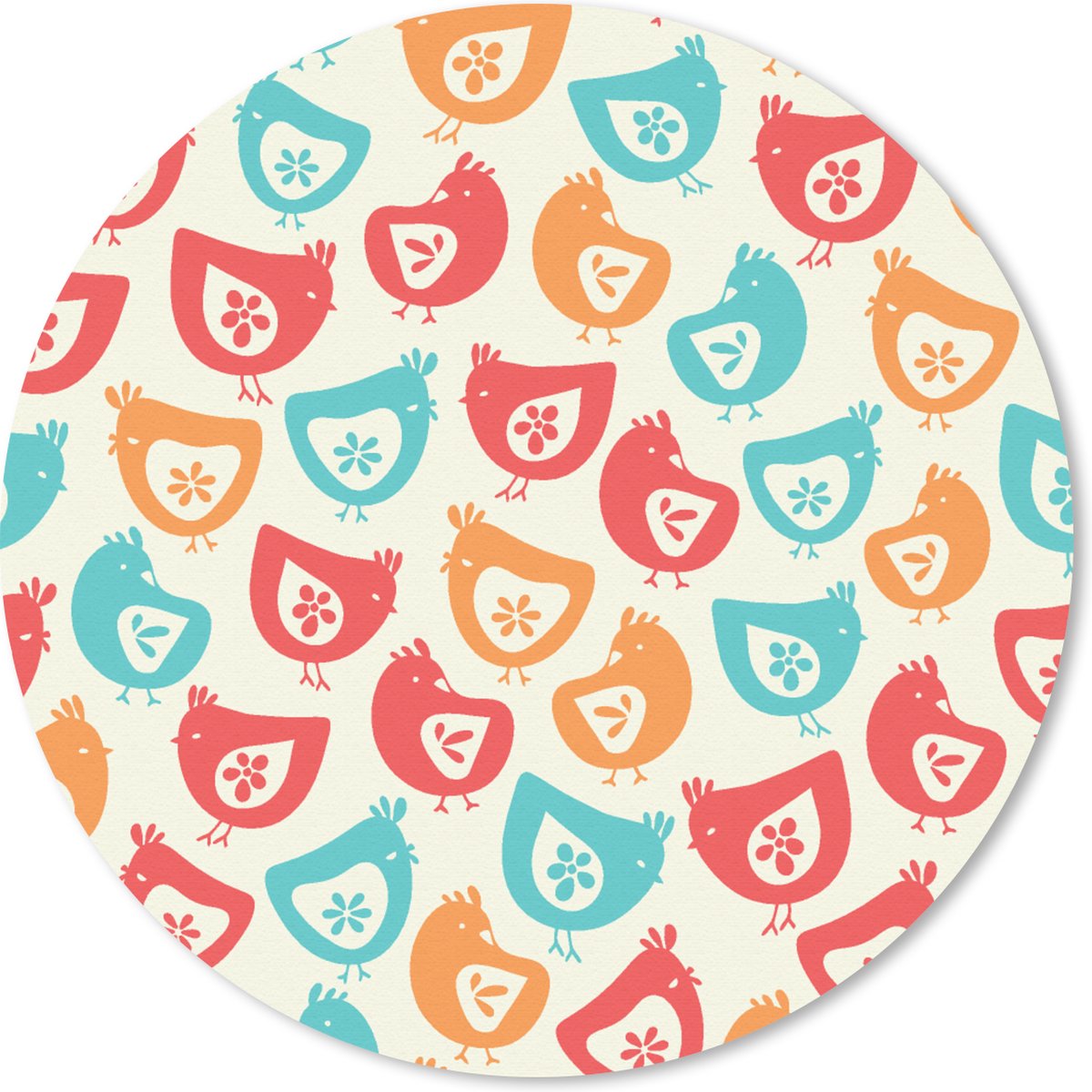 Muismat rond 20x20 cm - Mousepad Kip - Patroon - Bloemen - Ronde muismatten