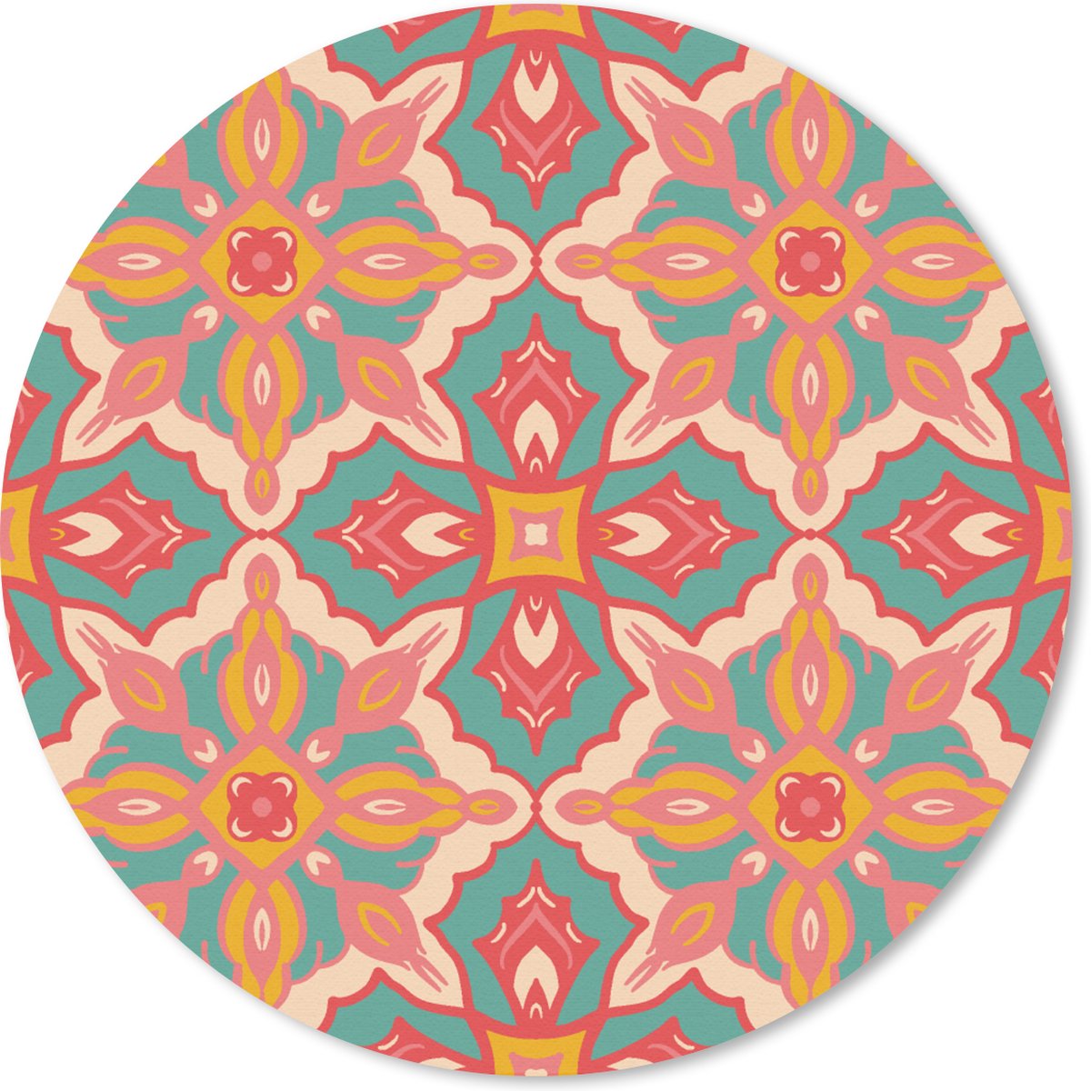 Muismat rond 20x20 cm - Mousepad Patroon - Hippie - Oranje - Ronde muismatten
