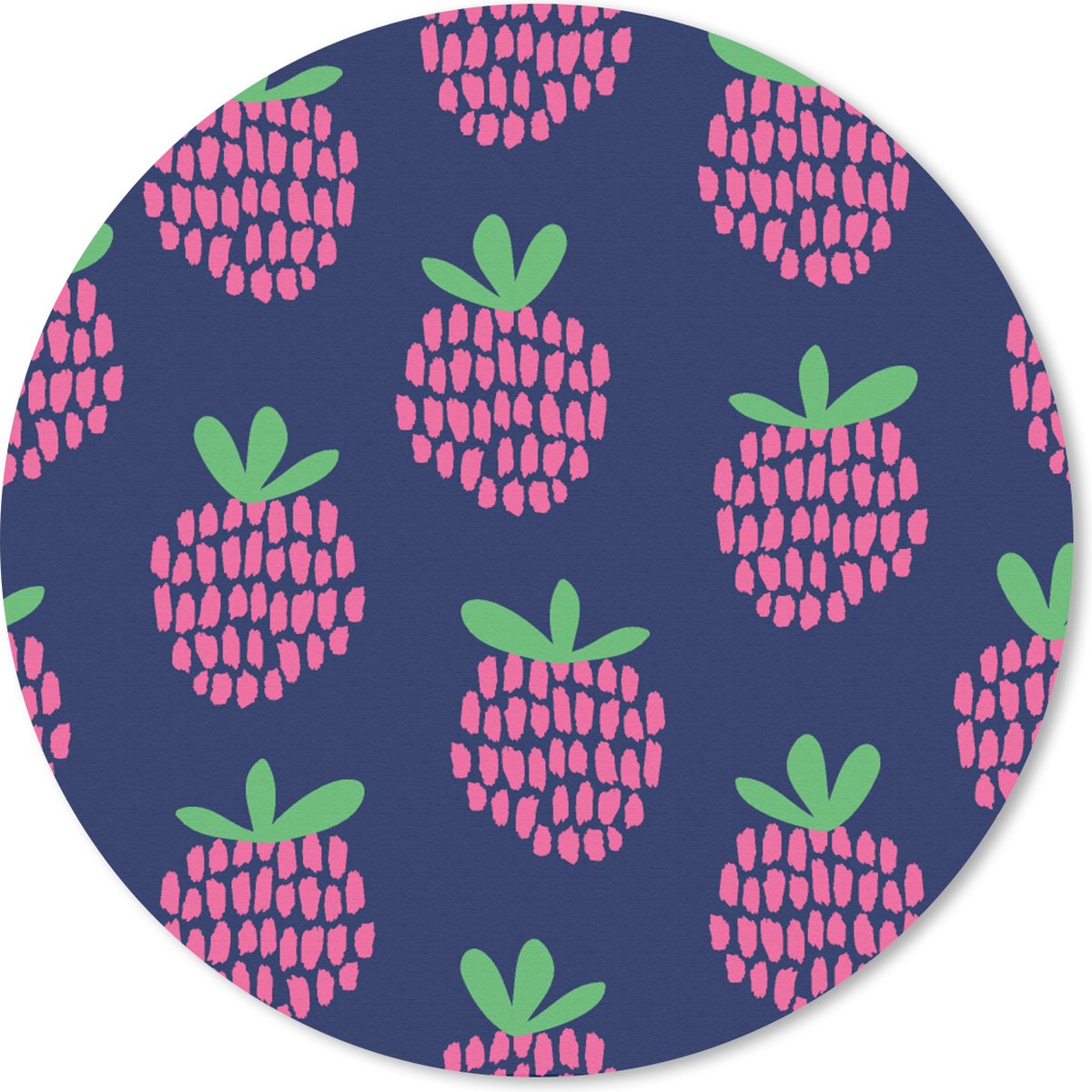 Muismat rond 40x40 cm - Mousepad Patroon - Framboos - Retro - Ronde muismatten