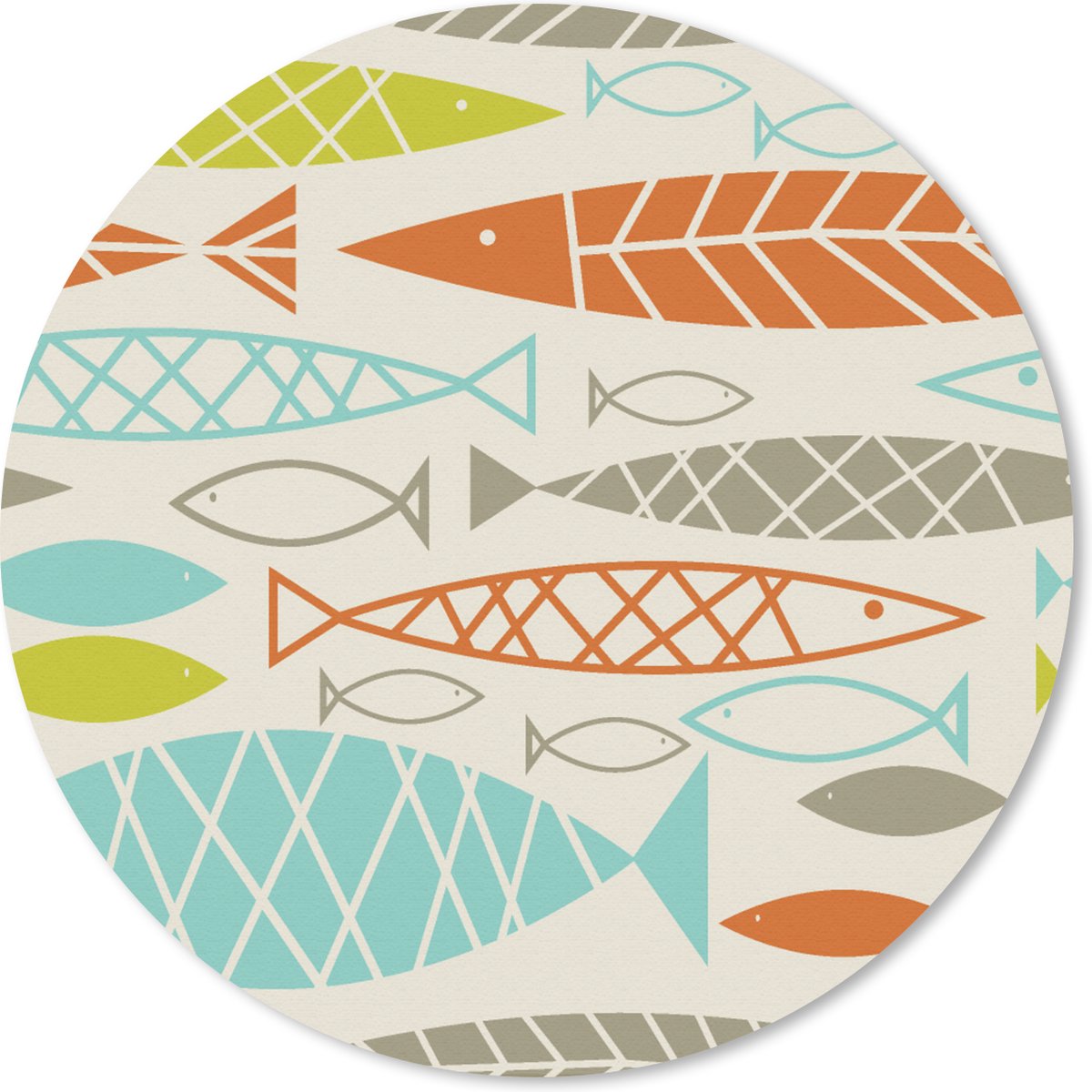 Muismat rond 40x40 cm - Mousepad Vis - Jaren 50 - Patroon - Ronde muismatten
