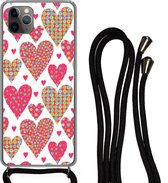 Hoesje met koord Geschikt voor iPhone 11 Pro - Meisje - Hart - Love - Patronen - Girl - Kids - Kinderen - Kind - Siliconen - Crossbody - Backcover met Koord - Telefoonhoesje met koord - Hoesje met touw