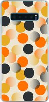 Geschikt voor Samsung Galaxy S10 Plus hoesje - Polkadot - Design - Retro - Oranje - Siliconen Telefoonhoesje