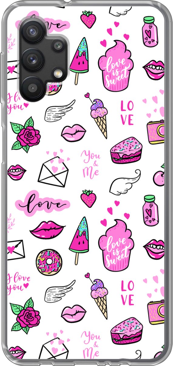 Telefoonhoesje Geschikt voor Samsung Galaxy A32 5G hoesje - Meiden - Liefde - IJs - Patronen - Girl - Kids - Kinderen - Kindje - Siliconen Telefoonhoesje Telefoonhoesje