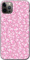 Geschikt voor iPhone 12 Pro Max hoesje - Meiden - Hartjes - Roze - Patronen - Girl - Kindje - Kinderen - Siliconen Telefoonhoesje