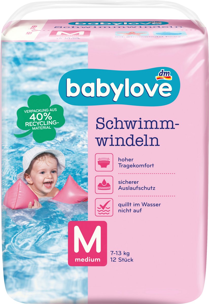 babylove Zwemluiers maat M, 7-13 kg, 12 st