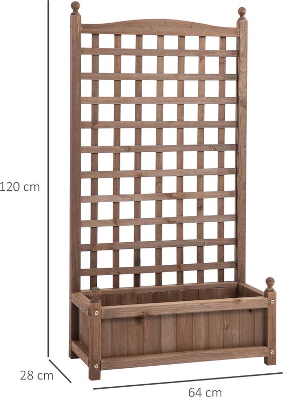 Outsunny Plantenbak Met Latwerk Rollen Bloembak Latwerk Rozenboog Met Klimhulp Voor Klimplanten Tuinhout Wit 76 X 30 X 155 Cm