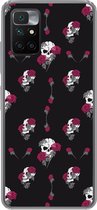 Geschikt voor Xiaomi Redmi 10 hoesje - Meiden - Skull - Rozen - Patronen - Girl - Kids - Kinderen - Meisje - Siliconen Telefoonhoesje