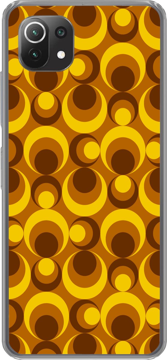 Telefoonhoesje Geschikt voor Xiaomi Mi 11 Lite hoesje - Patronen - Retro - Bruin - Geel - Siliconen Telefoonhoesje Telefoonhoesje