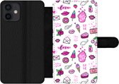 Bookcase Geschikt voor iPhone 12 Mini telefoonhoesje - Meiden - Liefde - IJs - Patronen - Girl - Kids - Kinderen - Kindje - Met vakjes - Wallet case met magneetsluiting