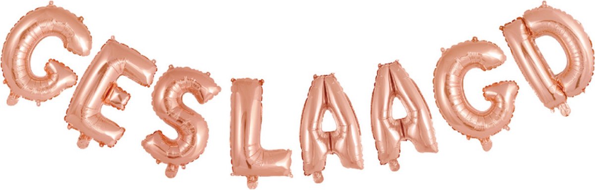 Fiesta Folieballon GESLAAGD letters - Rosé goud 41cm - Op te blazen met lucht