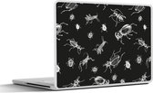 Laptop sticker - 13.3 inch - Patronen - Insecten - Zwart Wit - 31x22,5cm - Laptopstickers - Laptop skin - Cover