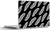 Laptop sticker - 14 inch - Patroon - Veren - Zwart Wit - 32x5x23x5cm - Laptopstickers - Laptop skin - Cover