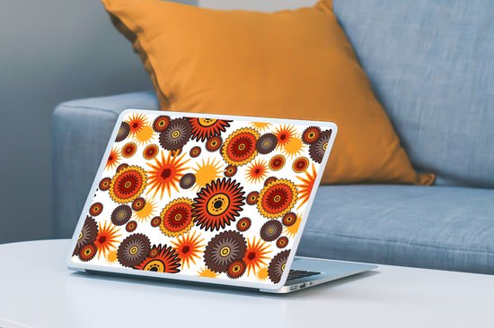 Sticker ordinateur portable - 11,6 pouces - Design - Rétro - Oranje - Fleurs