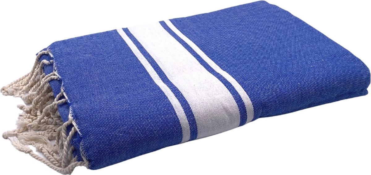 Foutas - strandlaken - hamamdoek - XXL Classic "Blue Océan" - blauw - 300 cm op 200 cm