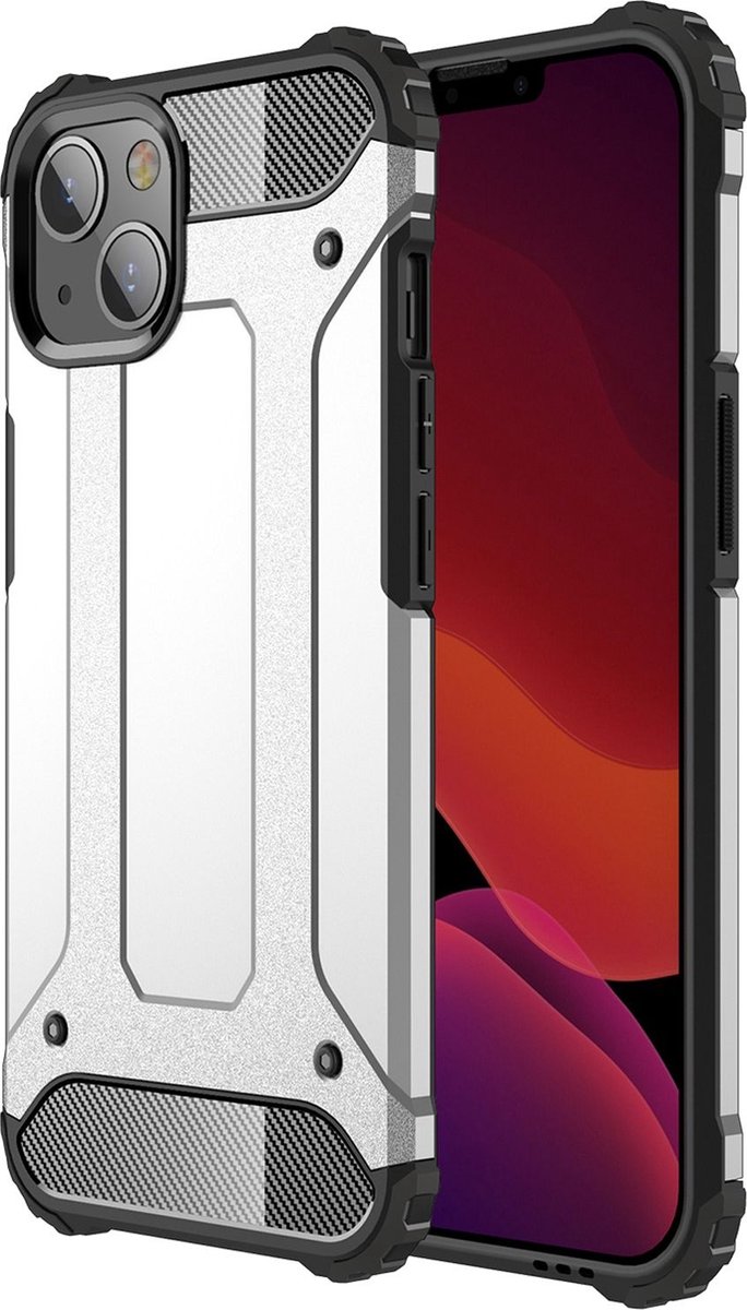 Mobigear Hoesje geschikt voor Apple iPhone 13 Mini Telefoonhoesje Hardcase | Mobigear Outdoor Backcover Shockproof | Schokbestendig iPhone 13 Mini Telefoonhoesje | Anti Shock Proof - Zilver