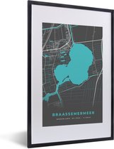 Fotolijst incl. Poster - Nederland - Water - Braassemermeer - Plattegrond - Kaart - Stadskaart - 40x60 cm - Posterlijst