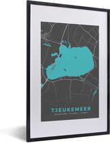 Fotolijst incl. Poster - Plattegrond - Tjeukemeer - Stadskaart - Kaart - Nederland - Water - 40x60 cm - Posterlijst