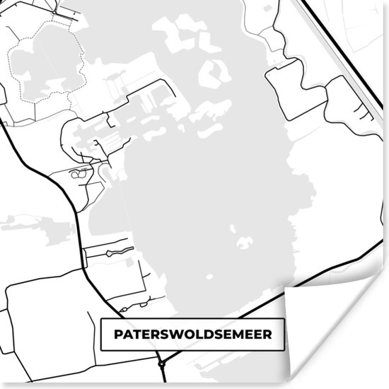 Poster Plattegrond - Kaart - Stadskaart - Groningen - Paterswoldsemeer - 50x50 cm