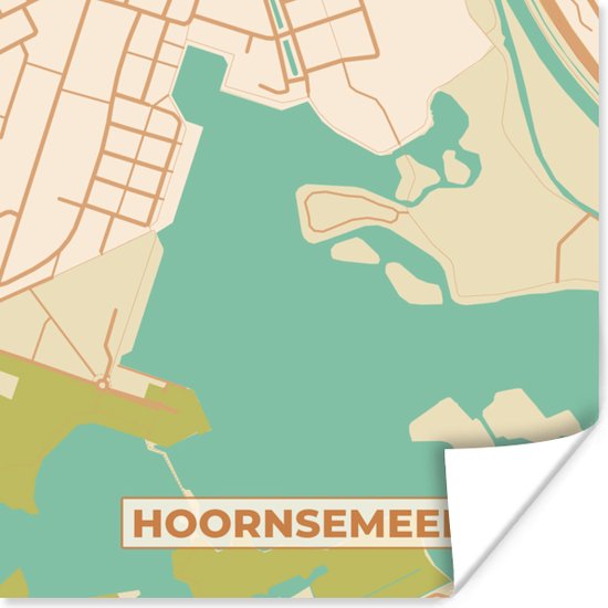 Poster Hoornsemeer - Vintage - Kaart - Plattegrond - Stadskaart - 30x30 cm