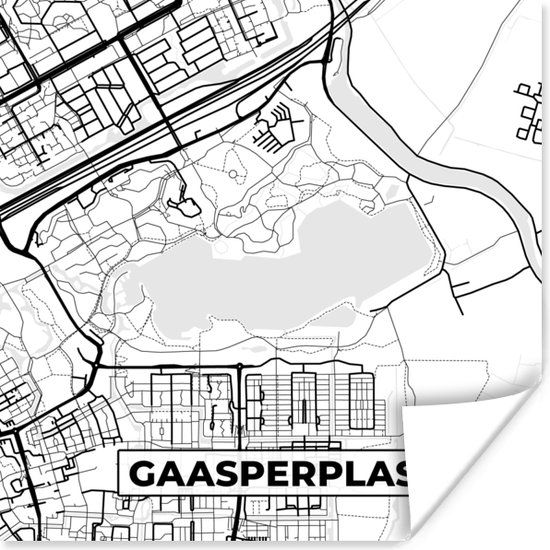 Poster Carte - Gaasperplas - Plan d'étage - Plan de la ville - Amsterdam - 75x75 cm