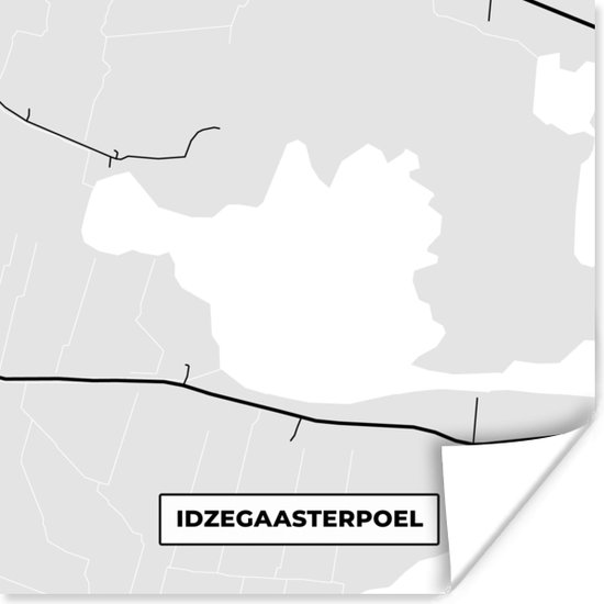Affiche Carte - Frise - Idzegaasterpoel - Carte - Plan de la ville - 50x50 cm