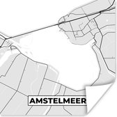 Poster Kaart - Plattegrond - Amstelmeer - Stadskaart - Nederland - 75x75 cm