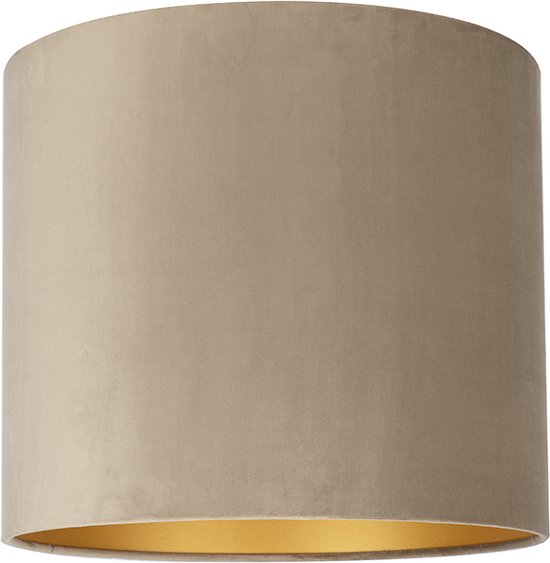 Okergele/gouden velours lampenkap Madelyn, 30 cm