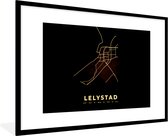 Fotolijst incl. Poster - Lelystad - Stadskaart - Goud - Plattegrond - Kaart - 120x80 cm - Posterlijst