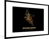 Fotolijst incl. Poster - Goud - Düsseldorf - Kaart - Stadskaart - Plattegrond - 120x80 cm - Posterlijst