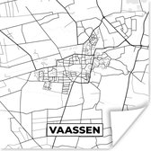 Poster Vaassen - Stadskaart - Kaart - Plattegrond - Zwart Wit - Nederland - 100x100 cm XXL