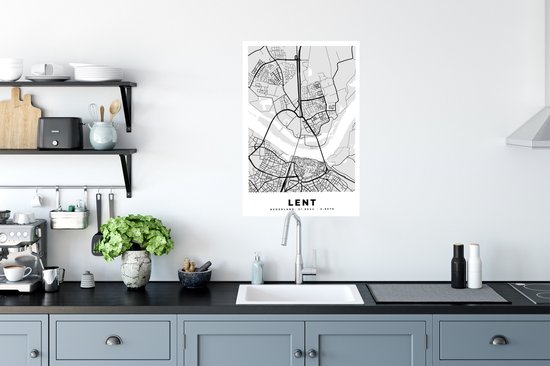 Affiche Carême - Plan de Ville - Zwart Wit - Carte - Nederland - Carte - 40x60 cm