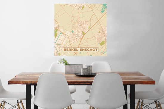 Affiche Berkel-Enschot - Carte - Plan de ville - Vintage - 75x75 cm
