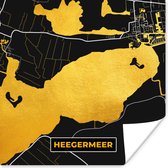 Poster Kaart - Plattegrond - Stadskaart - Friesland - Heegermeer - 75x75 cm