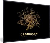 Fotolijst incl. Poster - Groningen - Stadskaart - Kaart - Plattegrond - Nederland - 30x20 cm - Posterlijst