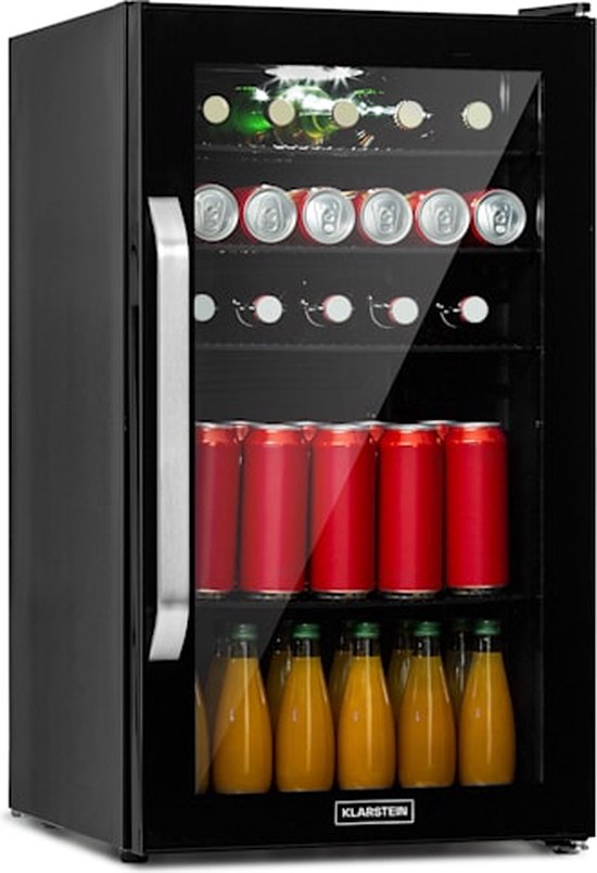 Koelkast: Klarstein Beersafe 3XL Onyx Horeca koelkast 98 liter - Minibar - Glazen deur - Barkoelkast - 0 tot 10 °C - interne ledverlichting, van het merk Klarstein