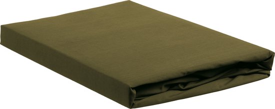 Ambiante Cotton Uni - Hoeslaken - Lits-jumeaux - 180x200 cm - Olive Green