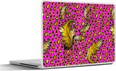 Laptop sticker - 10.1 inch - Barok - Panter - Goud - Patroon - 25x18cm - Laptopstickers - Laptop skin - Cover